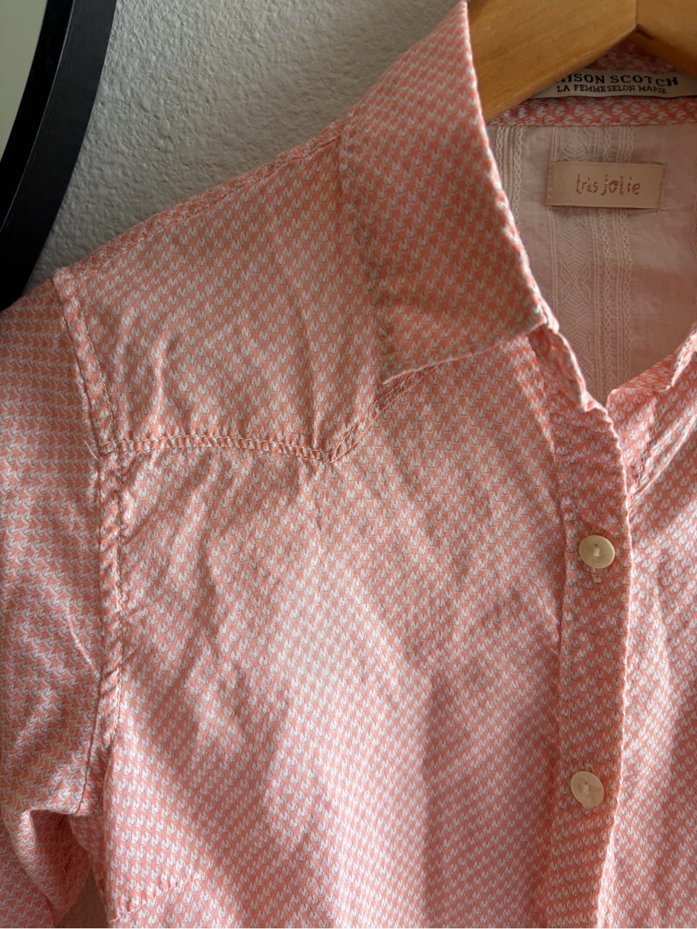 MAISON SCOTCH La Femme Selon Marie Peach Gingham Button Down - Picture 3 of 7